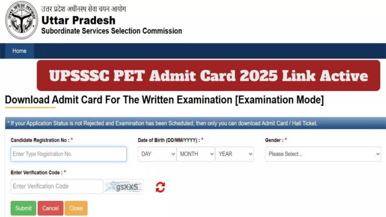 UPSSSC PET Admit Card 2025 Link Active – How to Download Hall Ticket at upsssc.gov.in