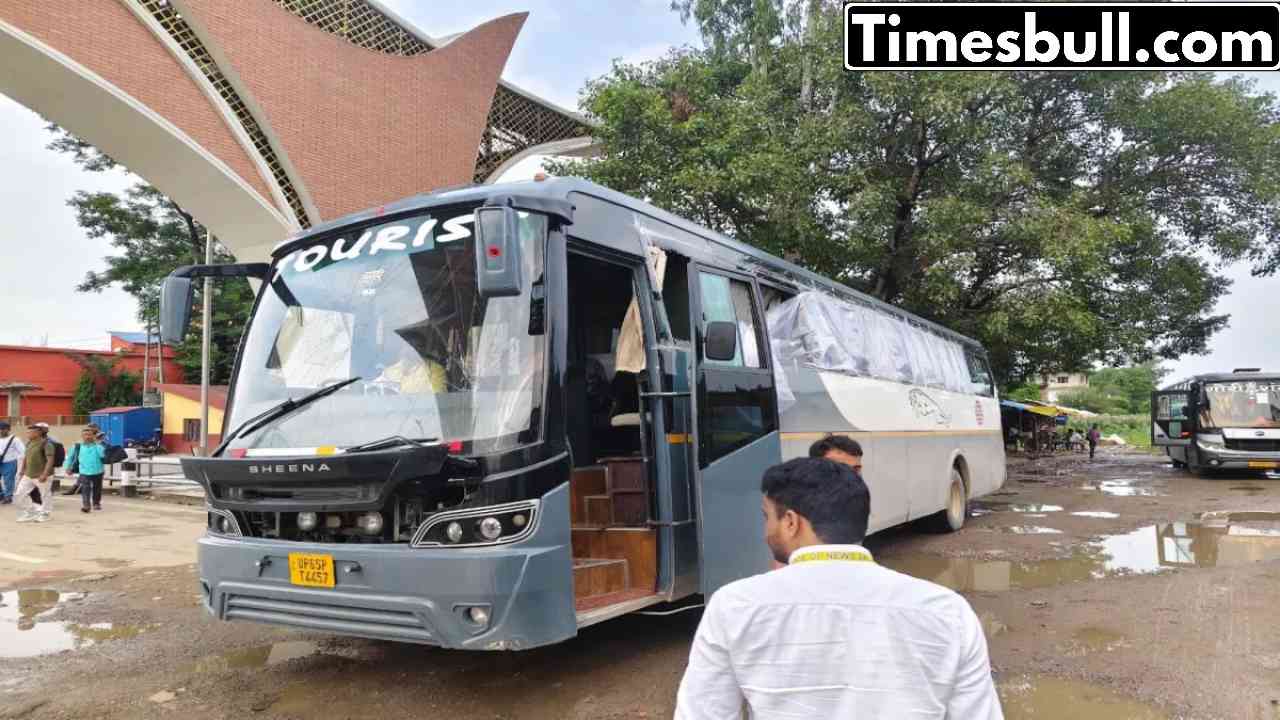 Kathmandu – A bus carrying...