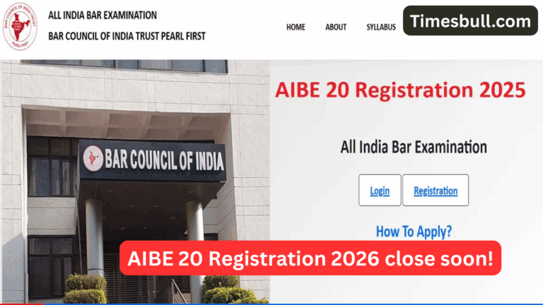 AIBE 20 Registration 2026: Last Date Extended Till October 31, Apply Now at allindiabarexamination.com