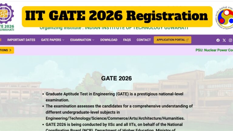 GATE 2026 Registration Apply Pay Late Fee by October 9 at gate2026.iitg.ac.in