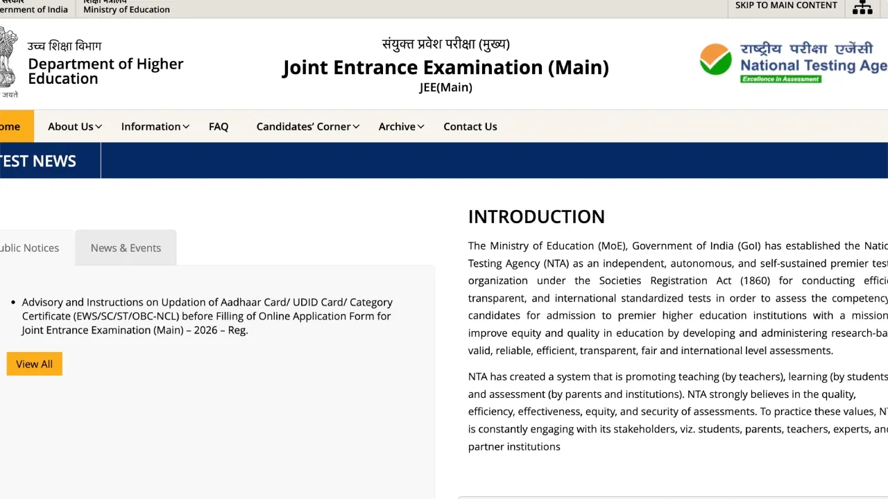 Jee Main 2026 Registration