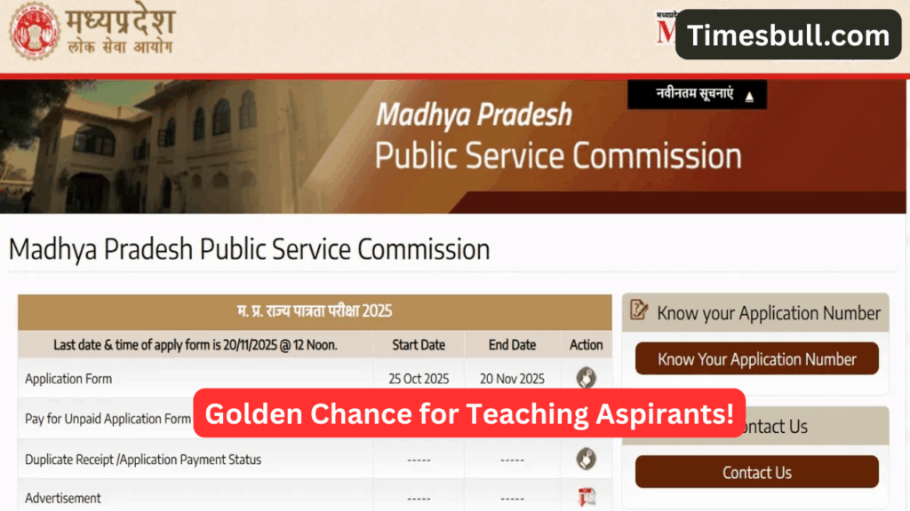 Golden Chance for Teaching Aspirants! MP SET 2025 Registration Begins at mppsc.mp.gov.in