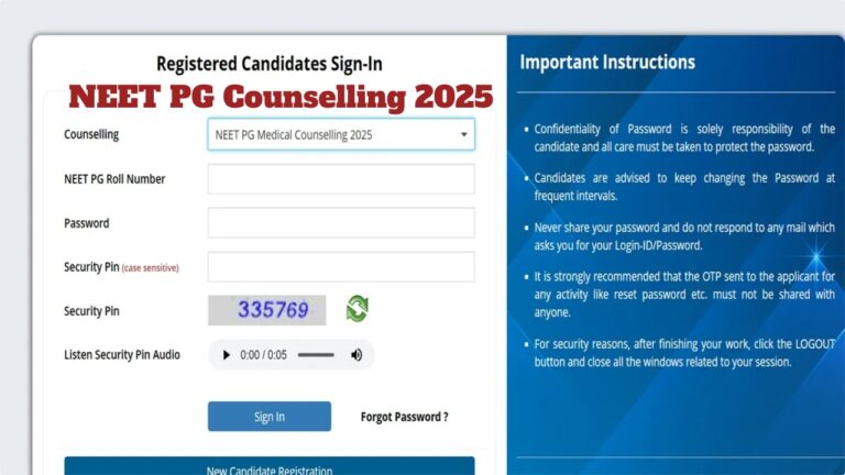 NEET PG Counselling 2025 Round 1 Start – Registration Link & Full Dates at mcc.nic.in