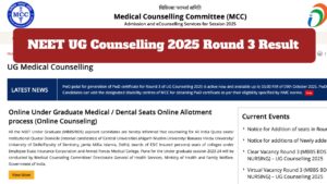 NEET UG Counselling 2025 Round 3 Result Out Oct 8; Check Scorecard on mcc.nic.in