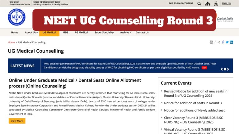 NEET UG Counselling Round 3- Choice Filling Deadline Extended to October 13