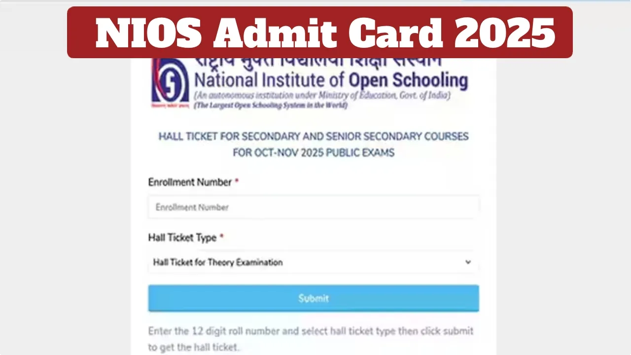 Nios Admit Card 2025
