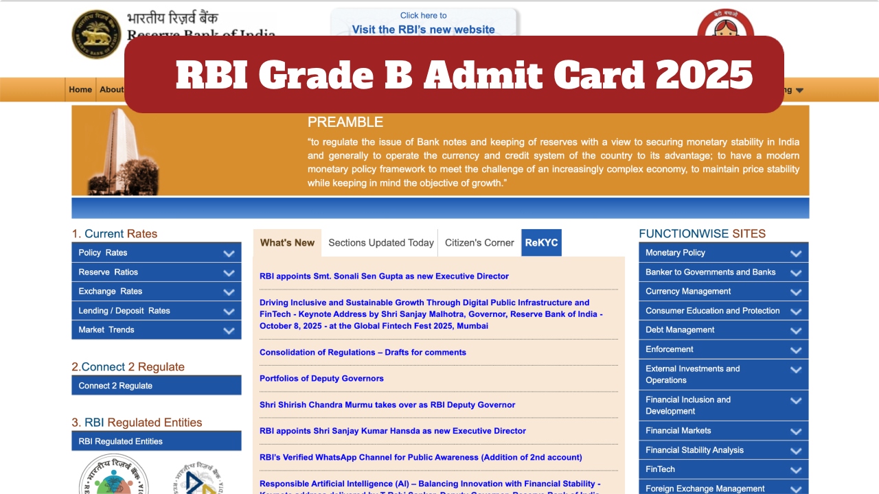 RBI Grade B Admit Card...
