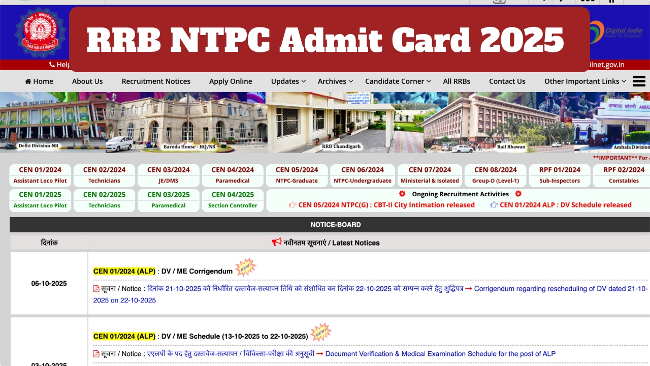 RRB NTPC Admit Card 2025...