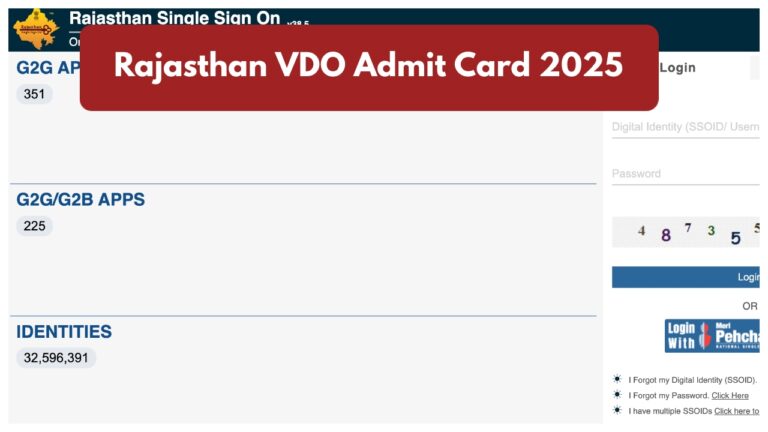 Rajasthan VDO Admit Card 2025 Out: – Download Hall Ticket from RSSB.rajasthan.gov.in