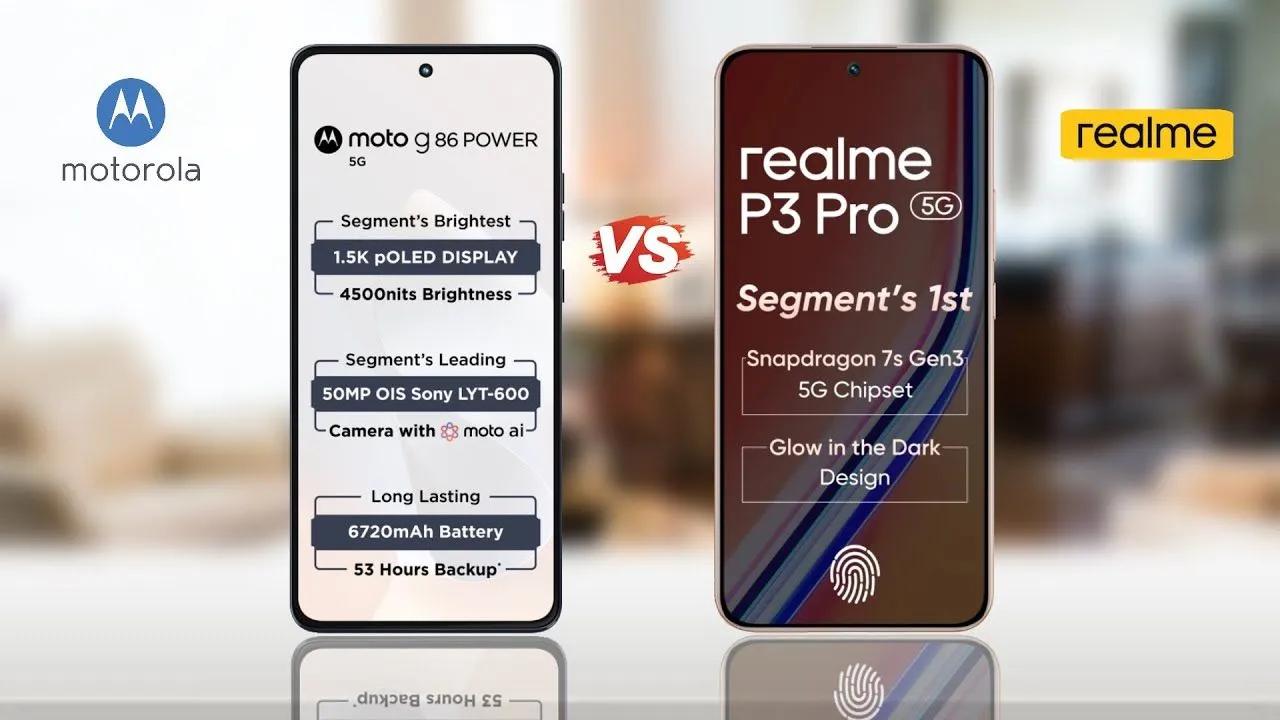 Realme P3 Pro 5g Vs Motorola Moto G86 power 5g