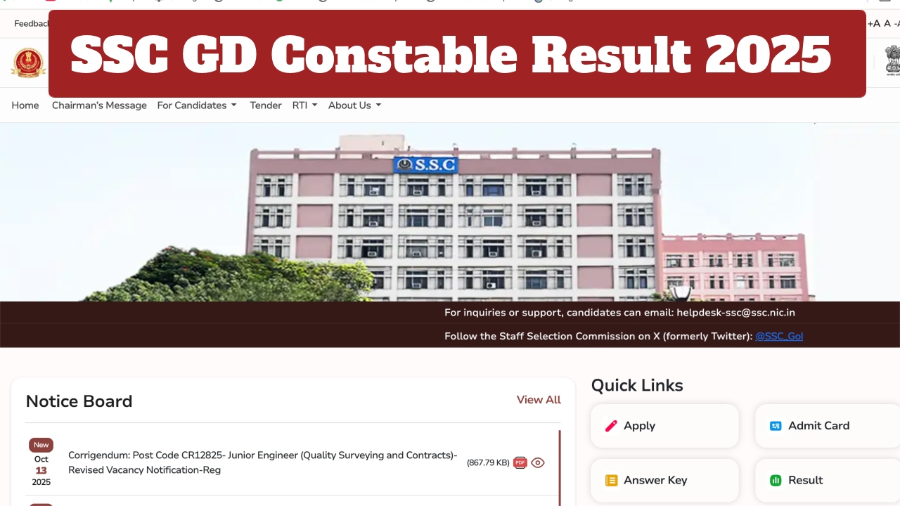 SSC GD Constable Result 2025...