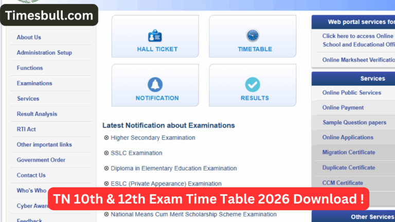 Tamil Nadu 10th & 12th Exam Time Table 2026 Released! Check Date & Details
