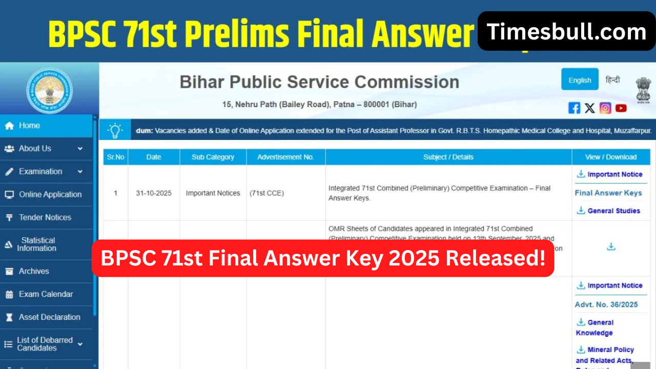 BPSC 71st Final Answer