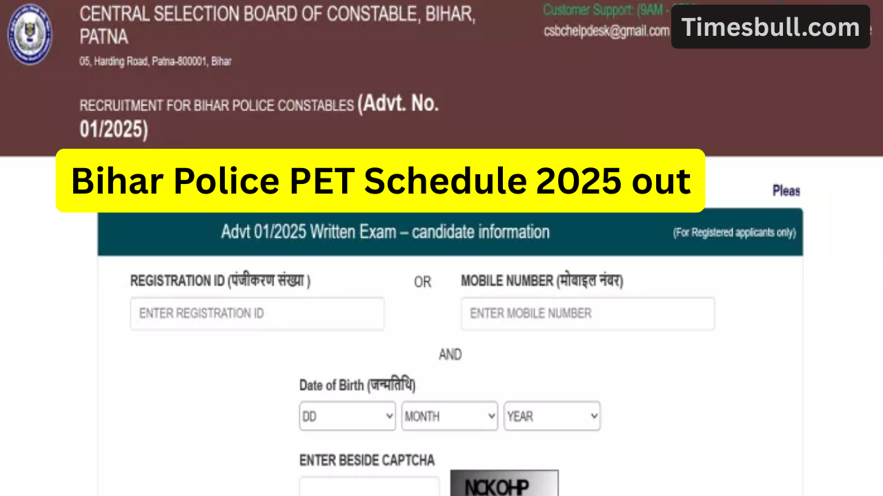 Bihar Police PET Schedule 2025...