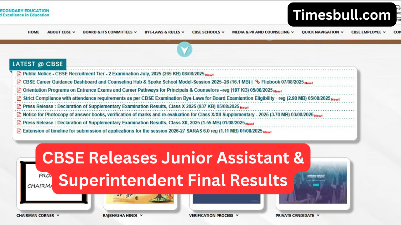CBSE Releases Junior Assistant