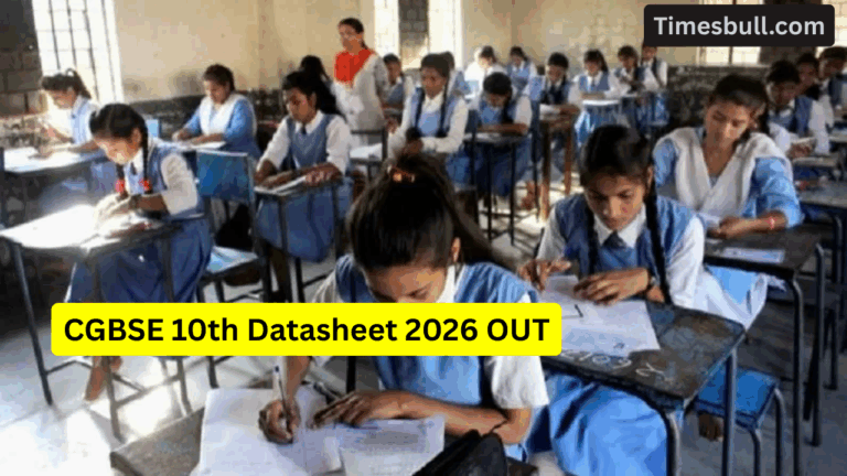 CGBSE 10th Datasheet 2026 OUT- Exams from Feb 21 to Mar 13, Download Full Timetable Here!