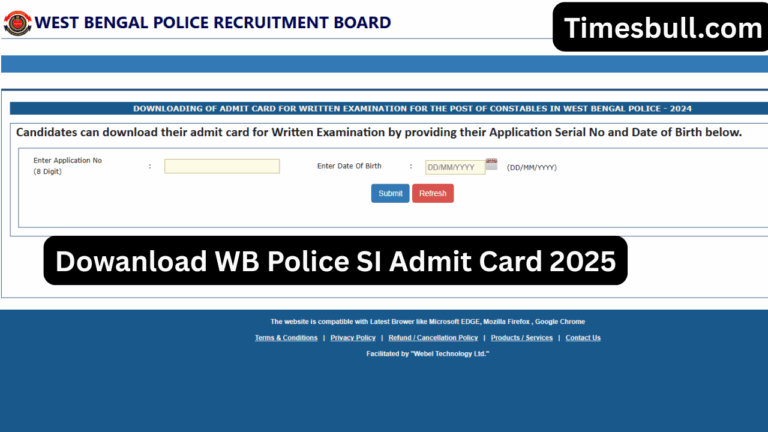 WB Police SI Admit Card 2025 Out: Download PET-PMT Hall Ticket Now at wbpolice.gov.in