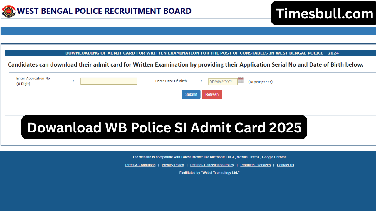 WB Police SI Admit Card...