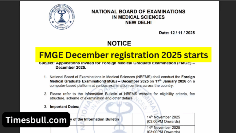FMGE Exam 2025: Registration Starts for December Session – Check Eligibility, Dates & How to Apply