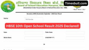 HBSE 10th Open School Result 2025 Declared! Check Your HOS Scorecard at bseh.org.in