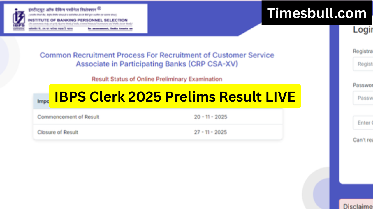 IBPS Clerk 2025 Prelims Result...