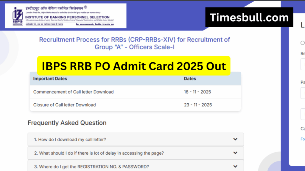 IBPS RRB PO Mains Hall Ticket 2025 Now Live – Check Exam Dates and Instructions