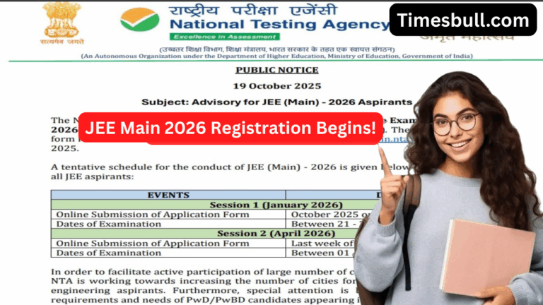 JEE Main 2026 Registration Begins! Apply Now at jeemain.nta.nic.in Before November 27
