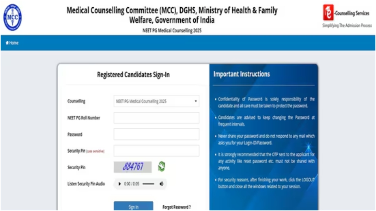 NEET PG 2025 Counselling
