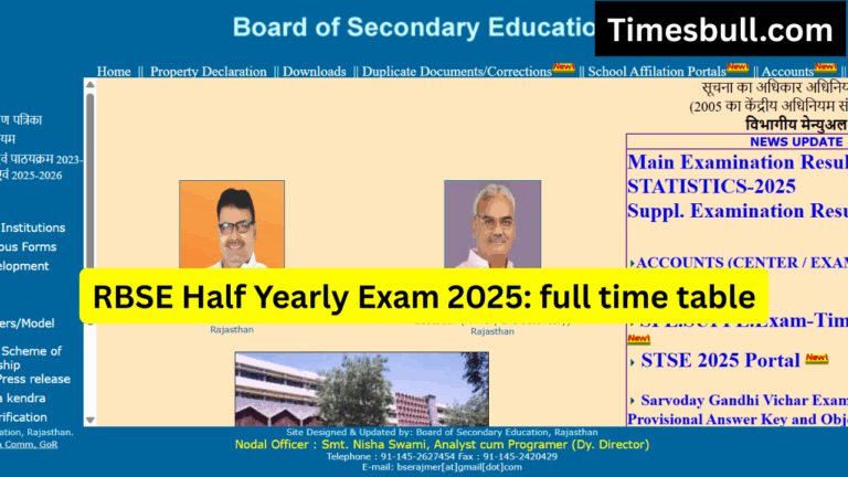 RBSE Half Yearly Exam 2025: Class 9 to 12 exams begin in Rajasthan, see full time table