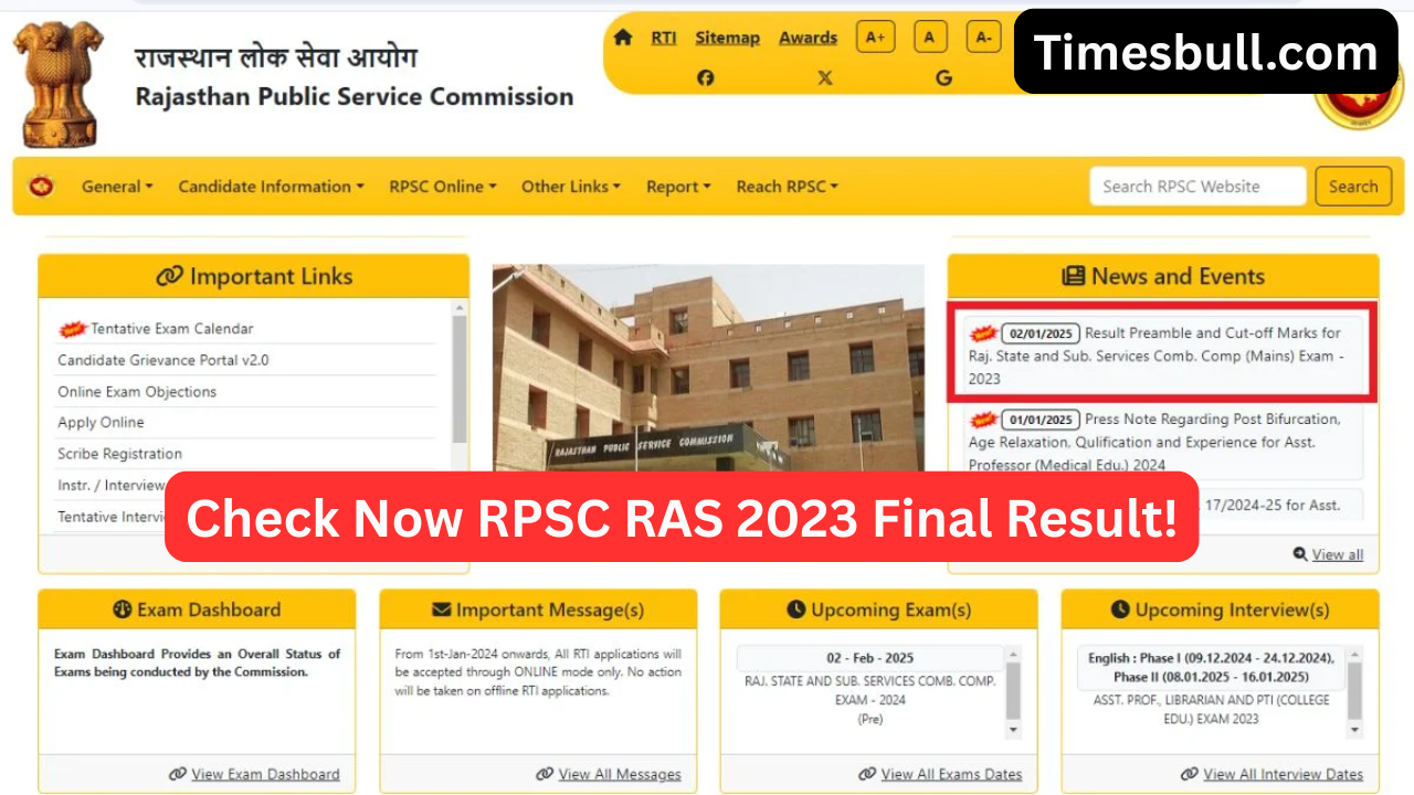 RPSC RAS 2023 Final Marks...