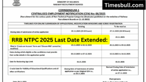 RRB NTPC 2025 Last Date Extended- New Registration & Correction Window Out, All Details Here