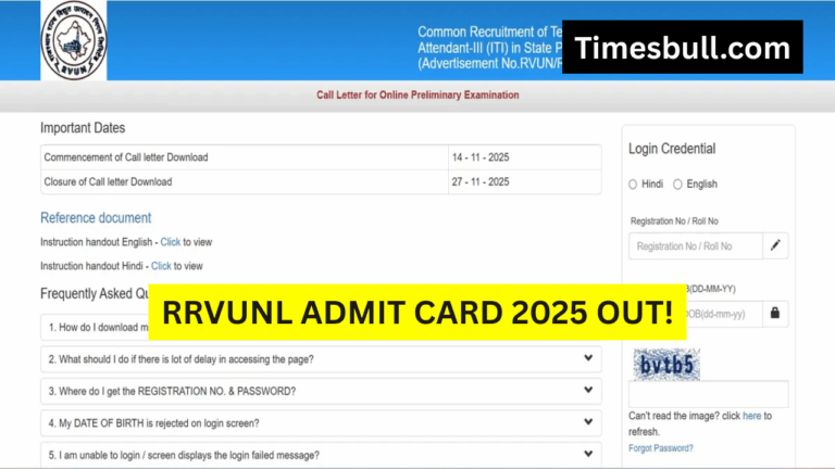 RRVUNL Admit Card 2025 Out: 2,163 Vacancy Exam Dates Announced – Download Hall Ticket Now!
