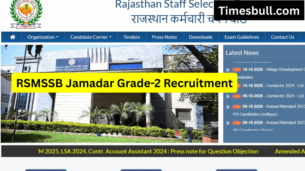 RSMSSB Jamadar Grade-2 Recruitment- Correction, Withdrawal Dates Out, Exam on Dec 27!