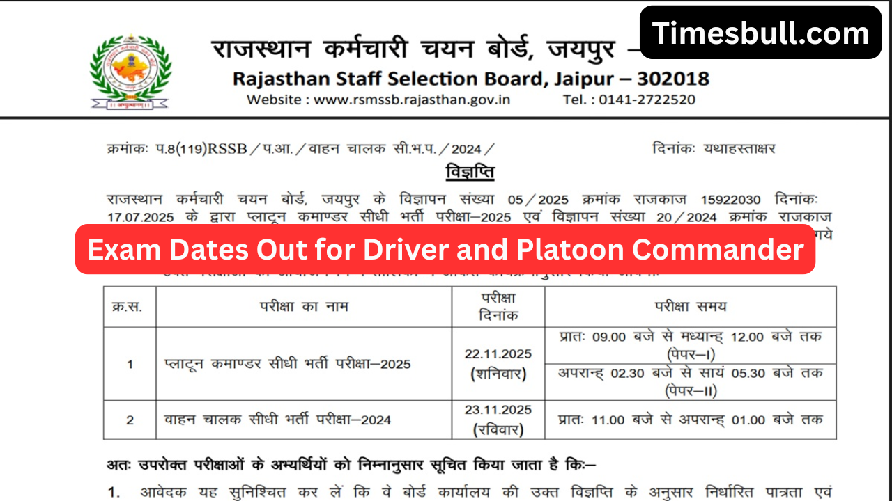 RSMSSB Recruitment 2025: Exam