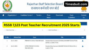 Government Job : RSSB 7,123 Post Teacher Recruitment 2025 Starts – Check Eligibility, Fees & Exam Date