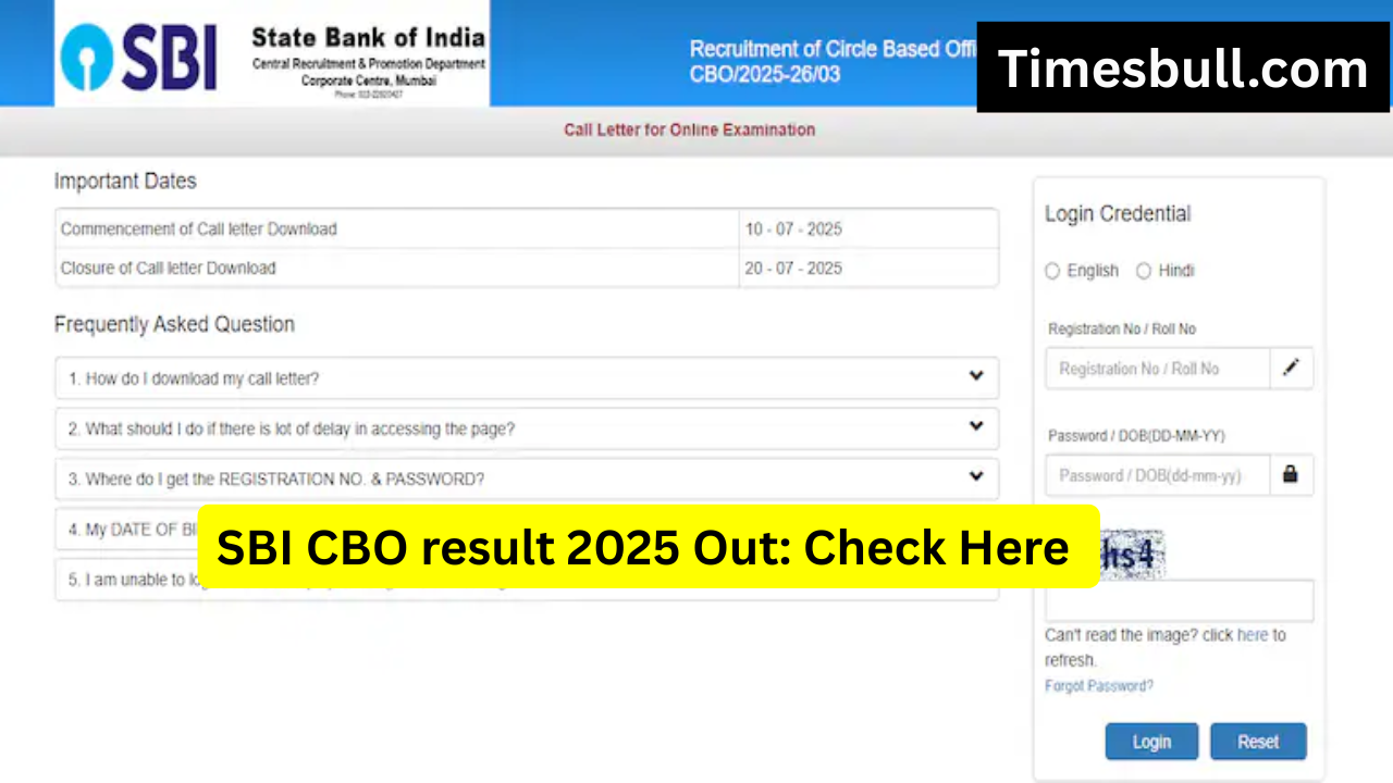 SBI CBO Final Result 2025...