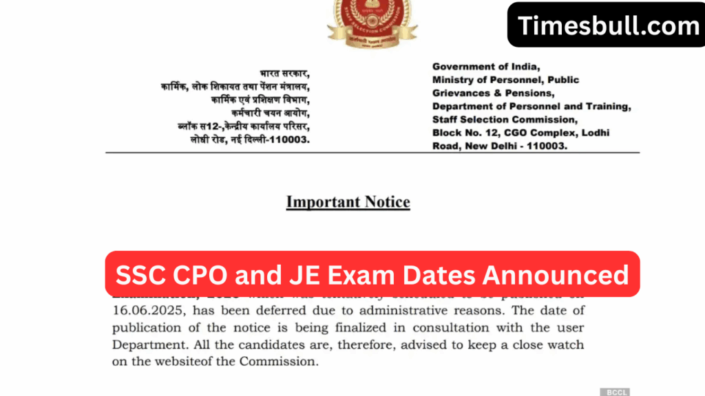 SSC CPO and JE Exam Dates Announced (3)