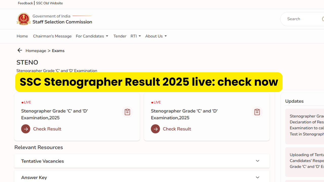 SSC Stenographer Result 2025