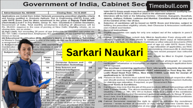Sarkari Naukari- Get a Government Job in Cabinet Secretariat Without Exam, Apply Now!