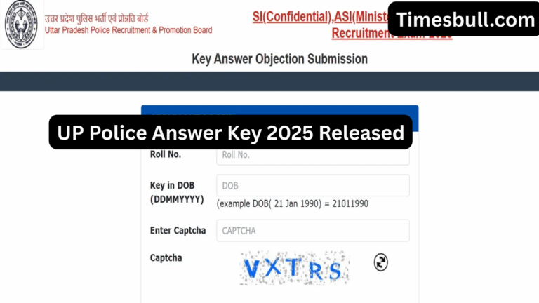UP Police SI, ASI, and Computer Operator Answer Key 2025 Out – File Objections by November 11