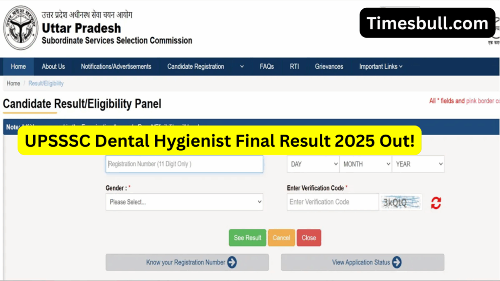 UPSSSC Dental Hygienist Final Result 2025 Out 3