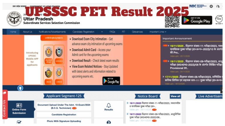 UPSSSC PET Result 2025 – Scorecard Download at upsssc.gov.in; Here Direct Link