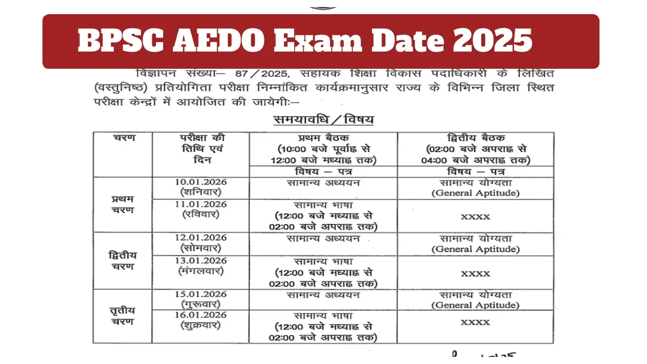 Bpsc Aedo Exam Date 2025