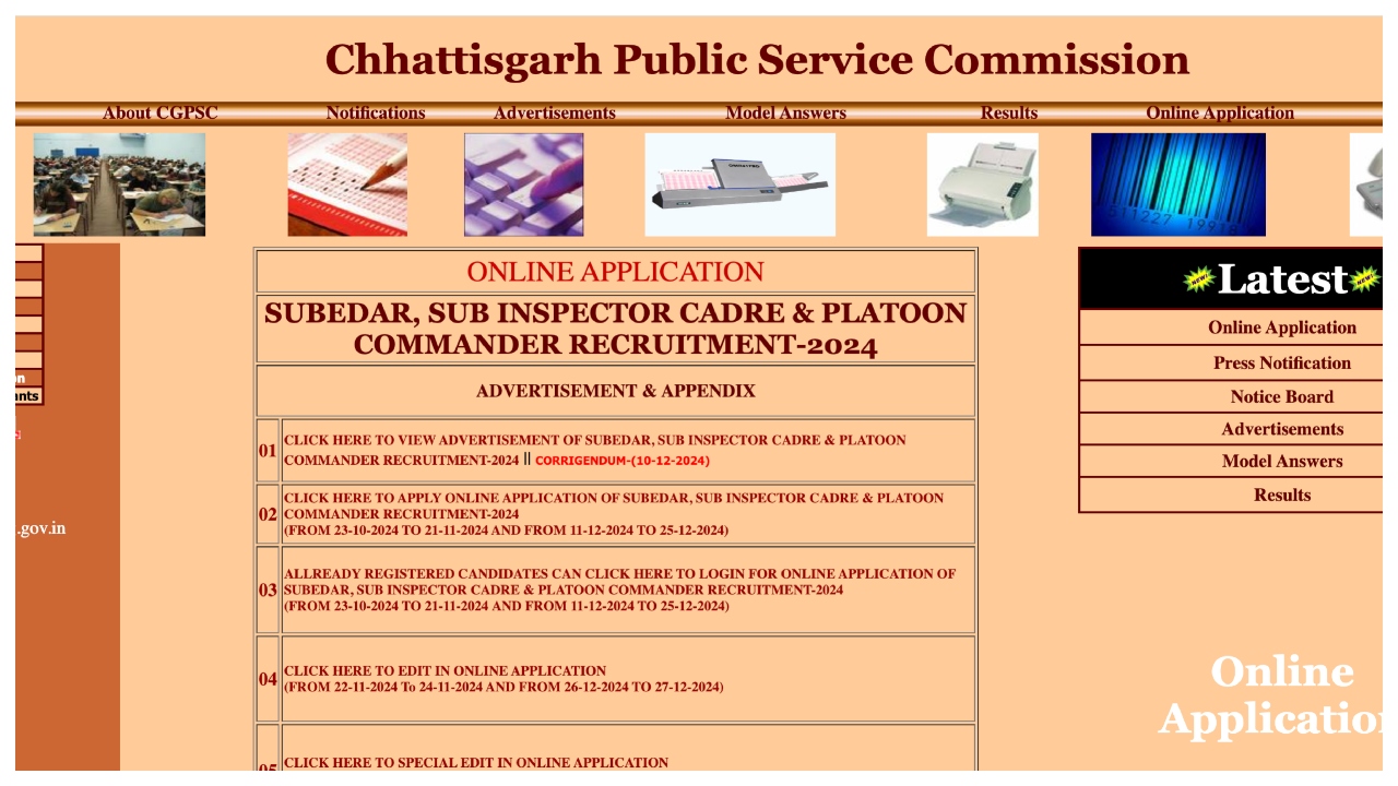 CGPSC SI Admit Card 2025...