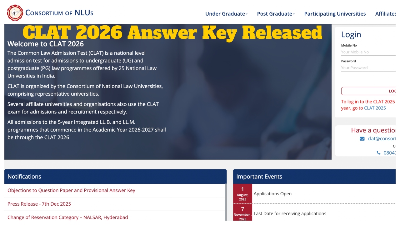 CLAT 2026 Answer Key Released...