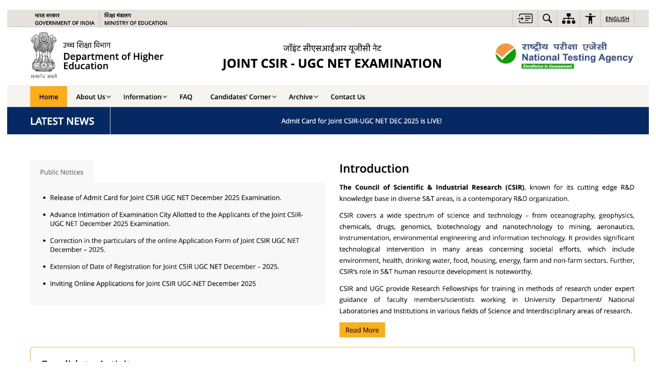CSIR NET Answer Key Dec...