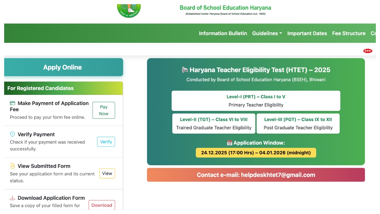 HTET 2025 -Apply for Haryana...