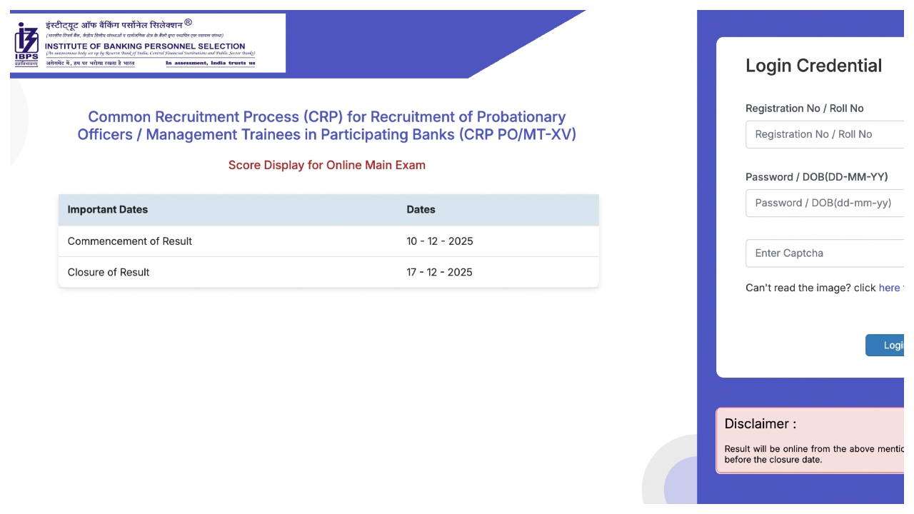 IBPS PO/MT Result 2025 OUT...