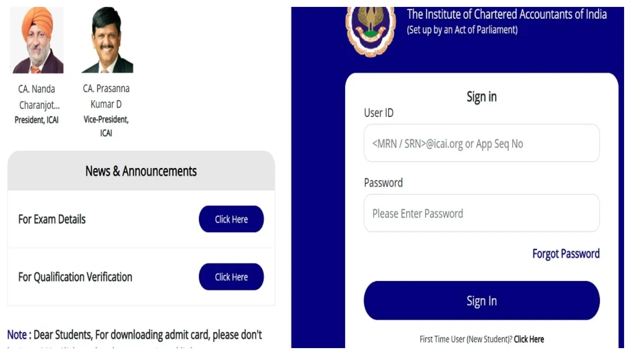 ICAI CA Admit Card 2026...