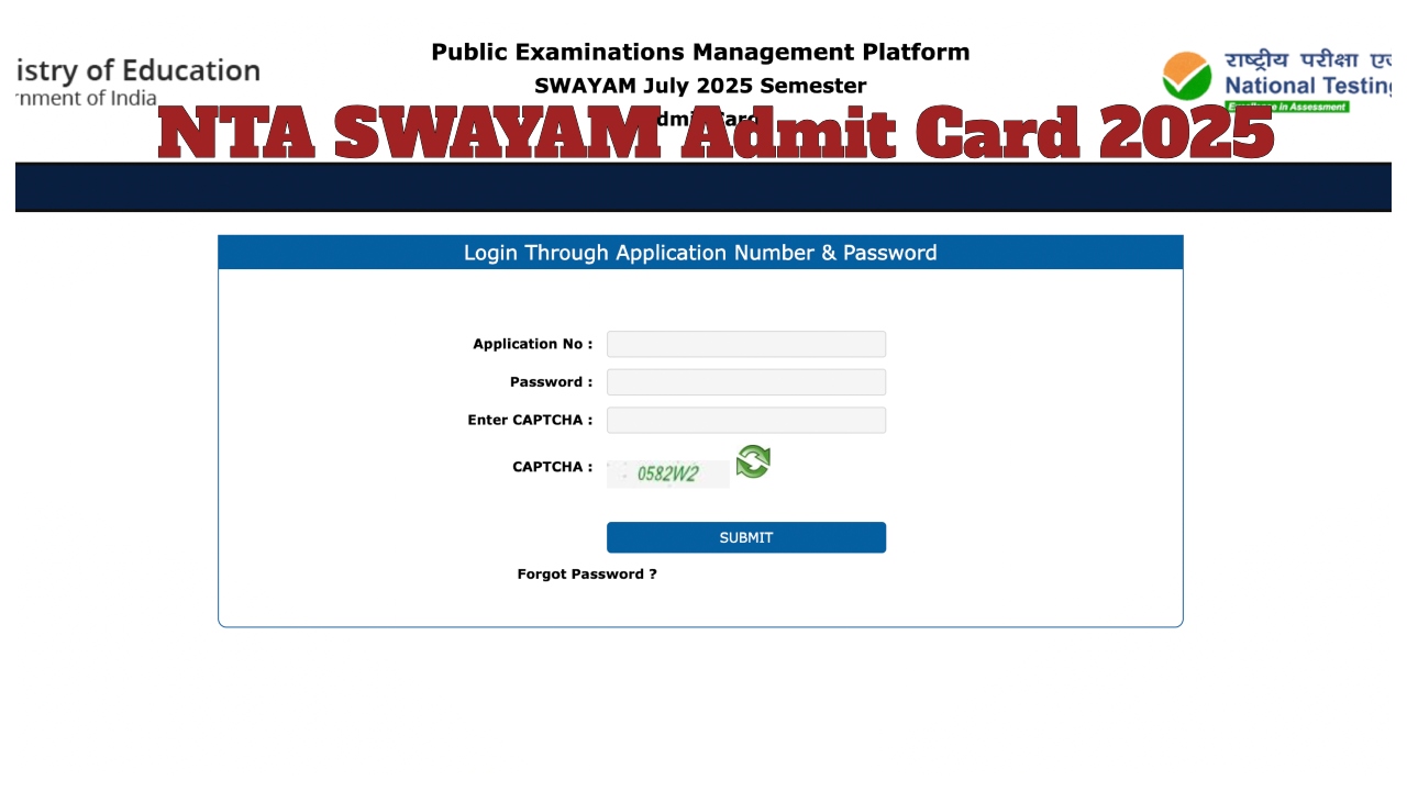 NTA SWAYAM Admit Card 2025...